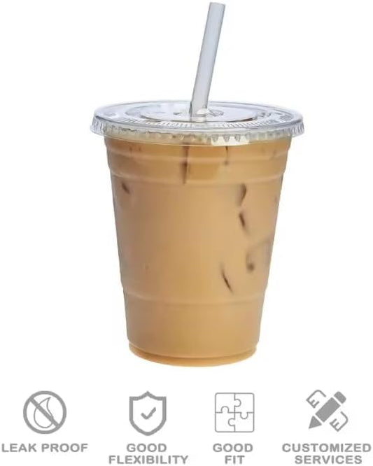 Whitedrop Plastic Smoothie Cups – Clear Reusable Cups | Strong Disposable Cups for Milkshakes, Smoothies, Iced Coffee, Slushies & Bubble Tea