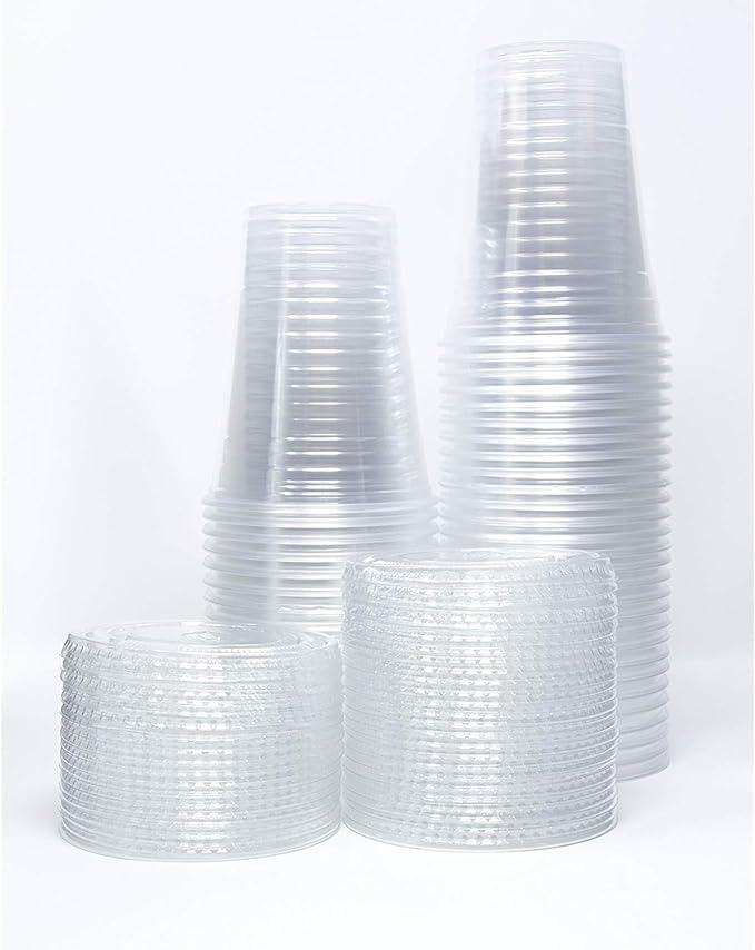 Whitedrop Plastic Smoothie Cups – Clear Reusable Cups | Strong Disposable Cups for Milkshakes, Smoothies, Iced Coffee, Slushies & Bubble Tea