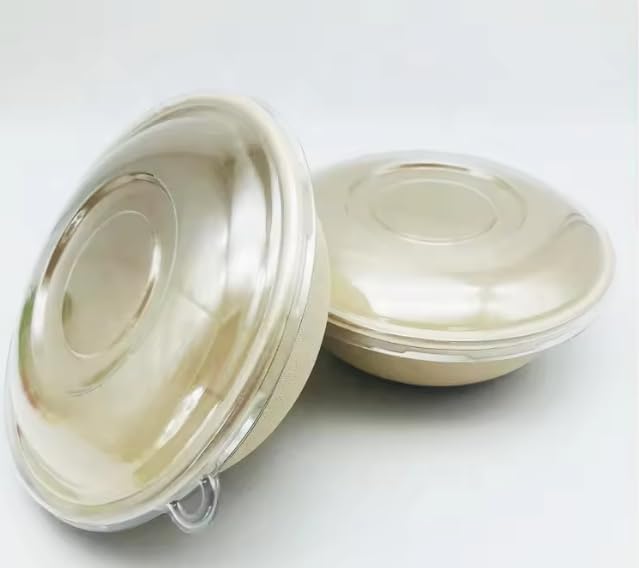 Whitedrop Strong Disposable Paper Salad Bowls with Lids – Eco‑Friendly Takeaway Containers for Fruit & Meals