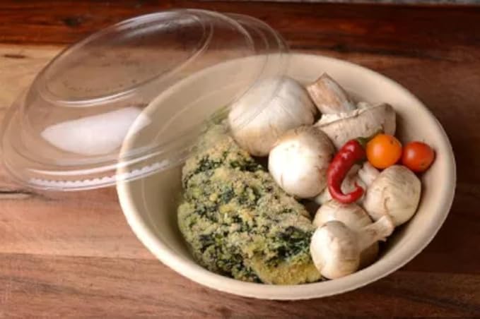 Whitedrop Strong Disposable Paper Salad Bowls with Lids – Eco‑Friendly Takeaway Containers for Fruit & Meals